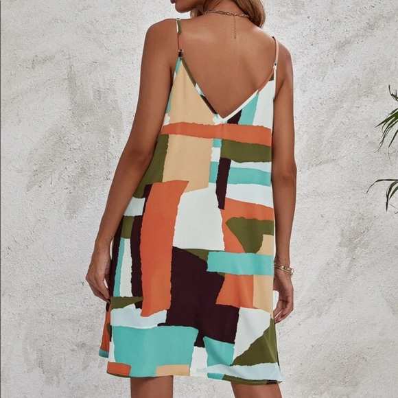 Boho Plus Size Color Block Mini Cami Dress - Picture 2 of 4